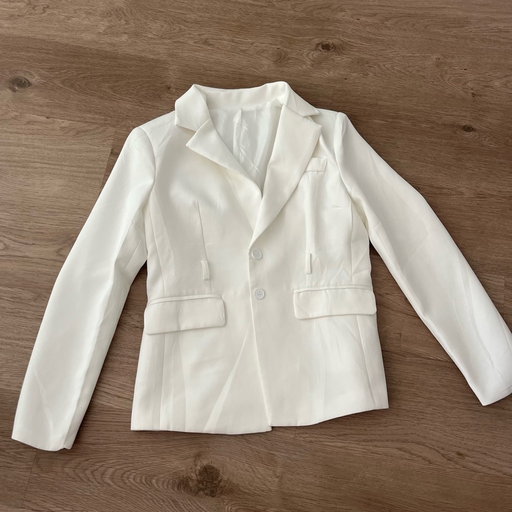 Classic White Women's Blazer Jacket and Pants